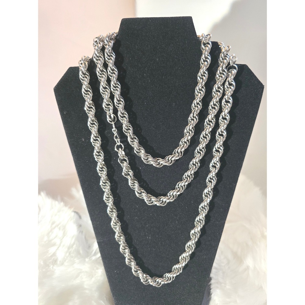 Vintage‎ Monet Silver-Tone 58" Long Multi-Strand French Rope Chain